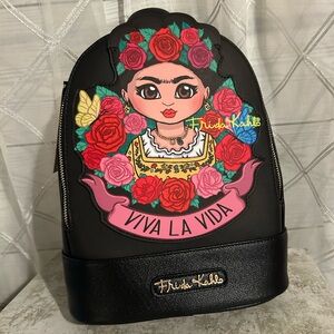 Vibrant Black and Red Floral Backpack